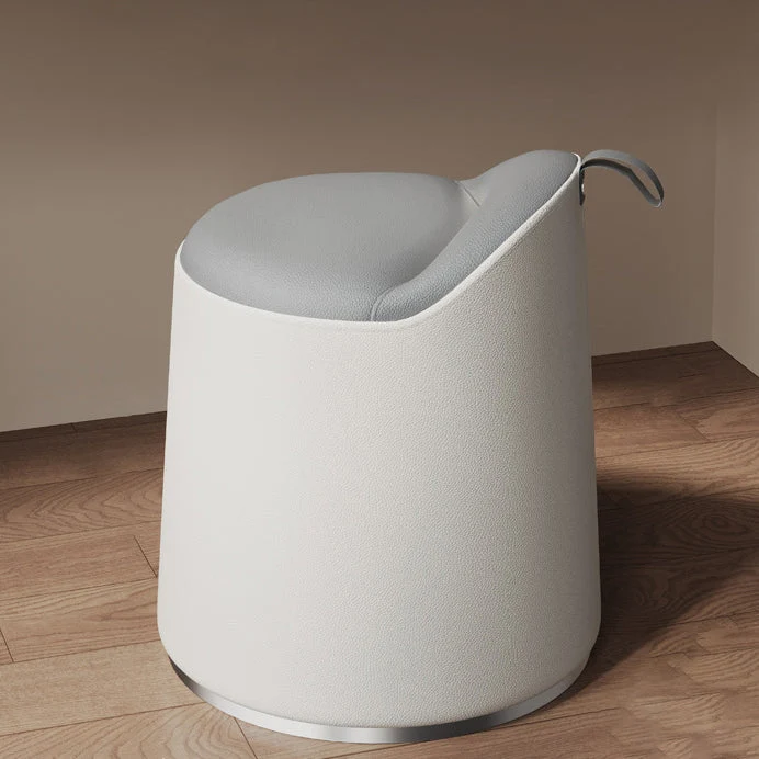 Modern Simplicity Cat Scratch Resistant Leather Pine Wood Aluminum Alloy Sponge Round Cylinder Vanity Stool Backrest For Bedroom