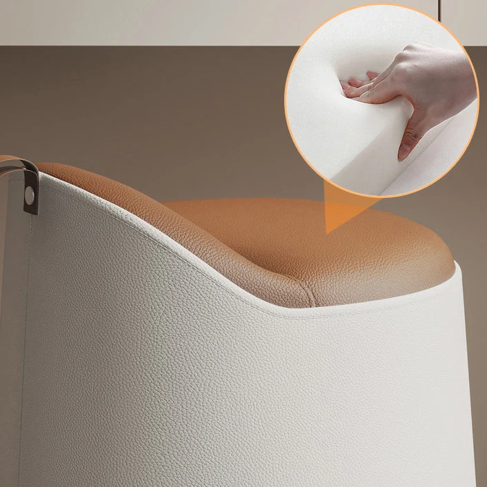 Modern Simplicity Cat Scratch Resistant Leather Pine Wood Aluminum Alloy Sponge Round Cylinder Vanity Stool Backrest For Bedroom