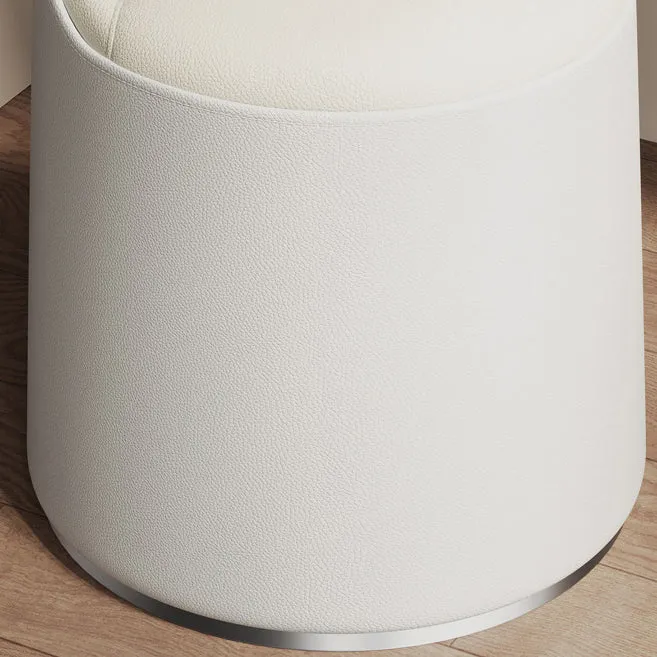 Modern Simplicity Cat Scratch Resistant Leather Pine Wood Aluminum Alloy Sponge Round Cylinder Vanity Stool Backrest For Bedroom