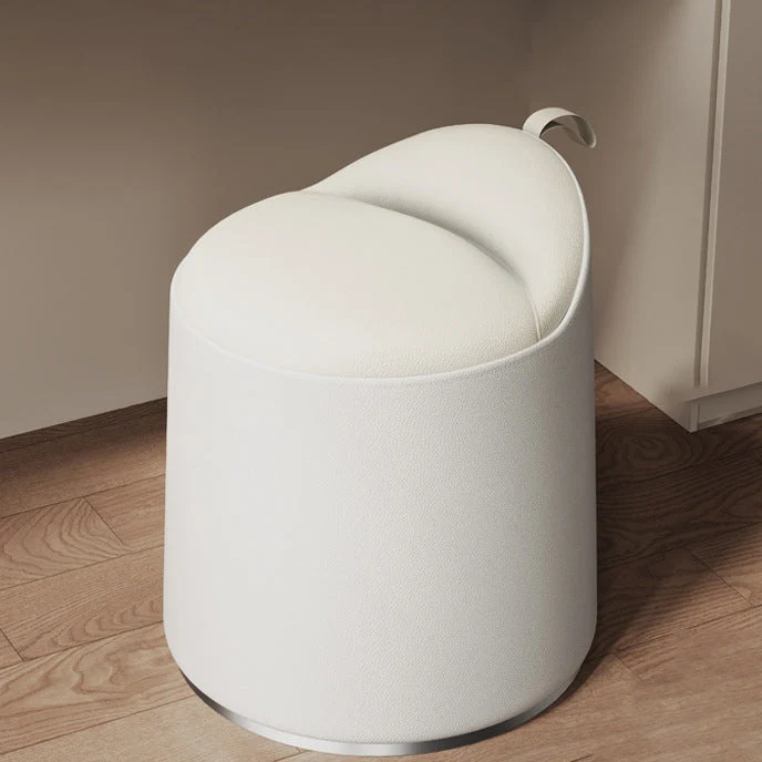 Modern Simplicity Cat Scratch Resistant Leather Pine Wood Aluminum Alloy Sponge Round Cylinder Vanity Stool Backrest For Bedroom