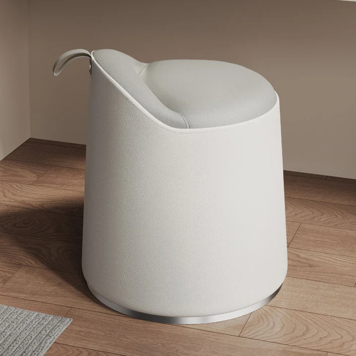 Modern Simplicity Cat Scratch Resistant Leather Pine Wood Aluminum Alloy Sponge Round Cylinder Vanity Stool Backrest For Bedroom