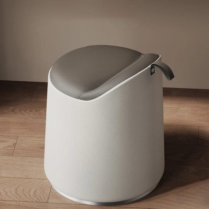 Modern Simplicity Cat Scratch Resistant Leather Pine Wood Aluminum Alloy Sponge Round Cylinder Vanity Stool Backrest For Bedroom