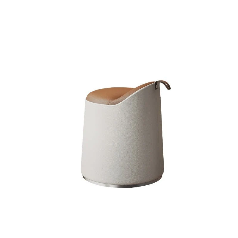 Modern Simplicity Cat Scratch Resistant Leather Pine Wood Aluminum Alloy Sponge Round Cylinder Vanity Stool Backrest For Bedroom