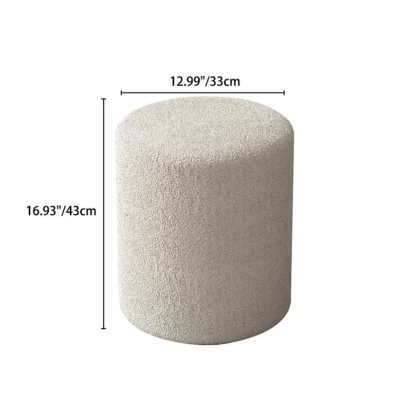 Modern Minimalist Cylinder Frame Sherpa Fabric Plywood Vanity Stool For Bedroom
