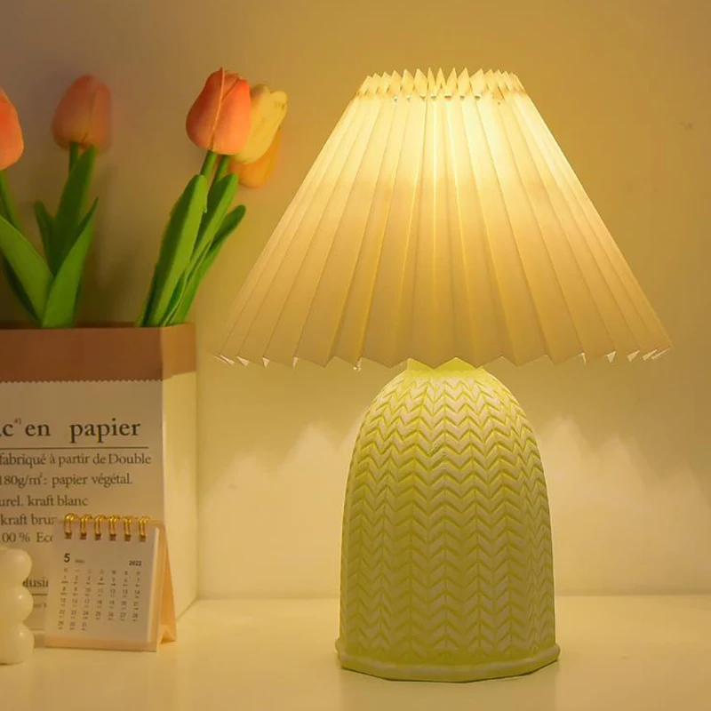 Contemporary Nordic Table Lamp – 1-Light Fabric & Ceramic Frustum Cone Lamp for Bedroom