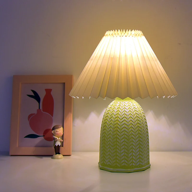 Contemporary Nordic Table Lamp – 1-Light Fabric & Ceramic Frustum Cone Lamp for Bedroom