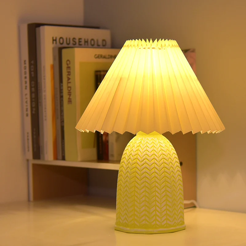 Contemporary Nordic Table Lamp – 1-Light Fabric & Ceramic Frustum Cone Lamp for Bedroom