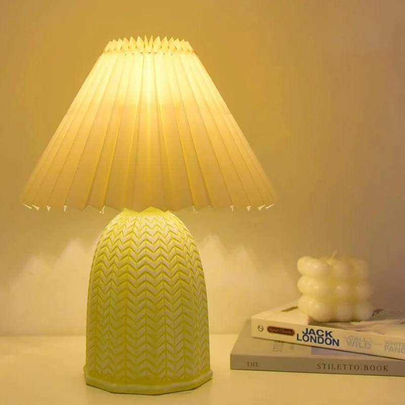 Contemporary Nordic Table Lamp – 1-Light Fabric & Ceramic Frustum Cone Lamp for Bedroom