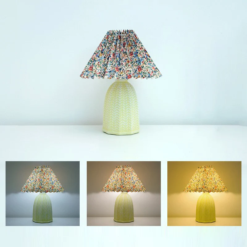 Contemporary Nordic Table Lamp – 1-Light Fabric & Ceramic Frustum Cone Lamp for Bedroom