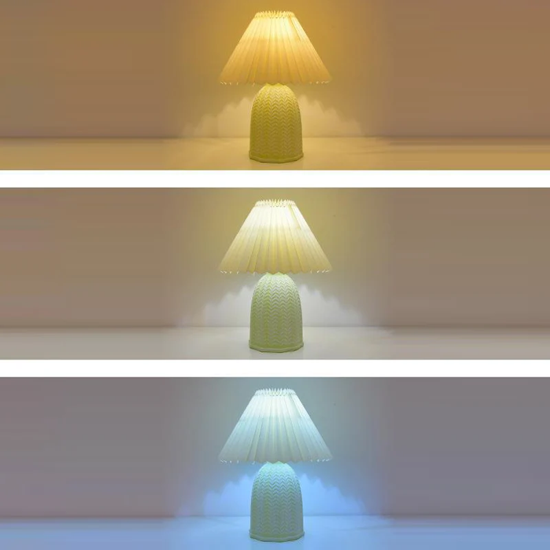 Contemporary Nordic Table Lamp – 1-Light Fabric & Ceramic Frustum Cone Lamp for Bedroom