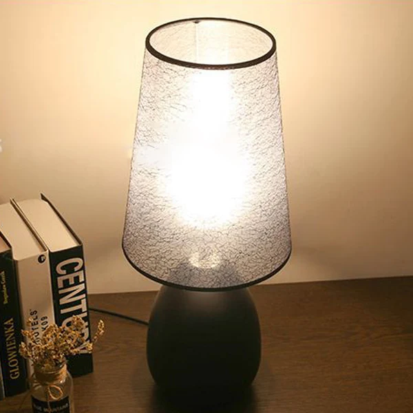 Contemporary Luxury Trapezoidal Crack Fabric Shade Iron 1-Light Table Lamp For Bedroom