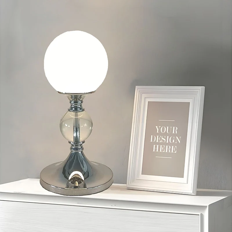 Contemporary Moon Globe Table Lamp – 1-Light Iron, Plastic & Glass Design for Bedroom
