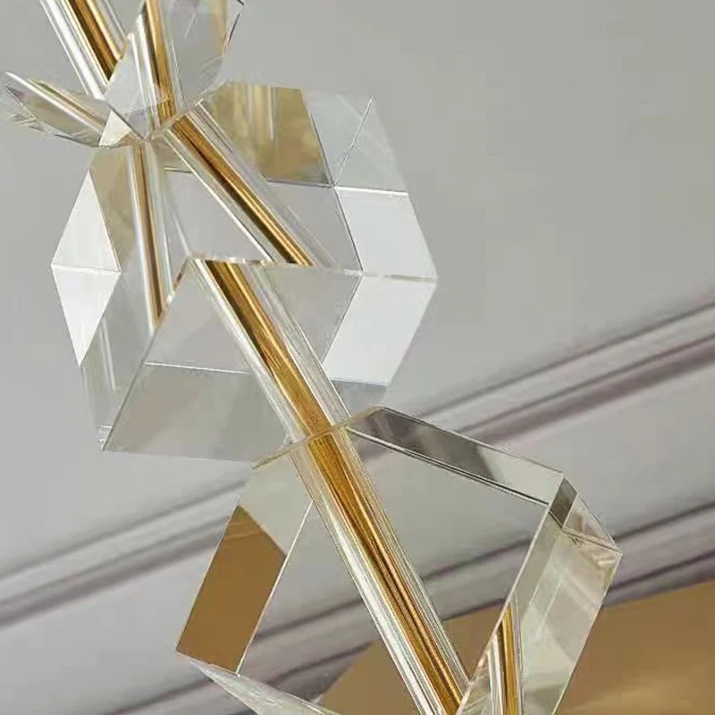Luxury Crystal Table Lamp – 1-Light Modern Bedroom Lamp with Stacked Irregular Crystals & Fabric Shade