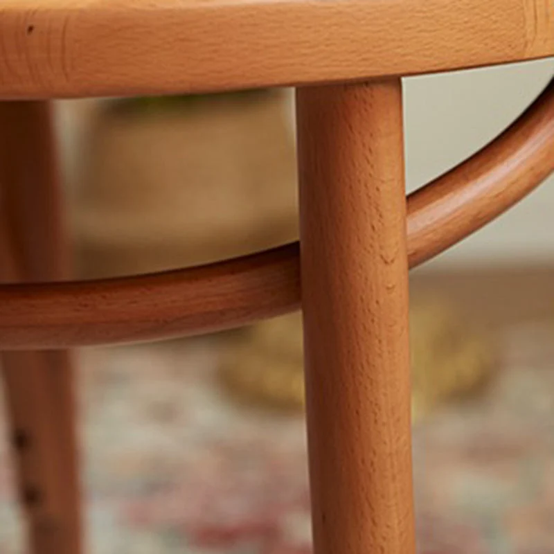 Contemporary Nordic Round Rattan Beech Wood Fabric Chair Backrest Armless For Living Room
