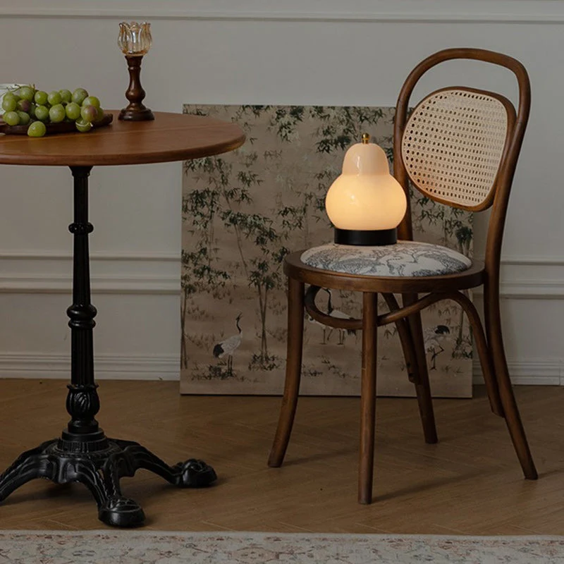 Contemporary Nordic Round Rattan Beech Wood Fabric Chair Backrest Armless For Living Room