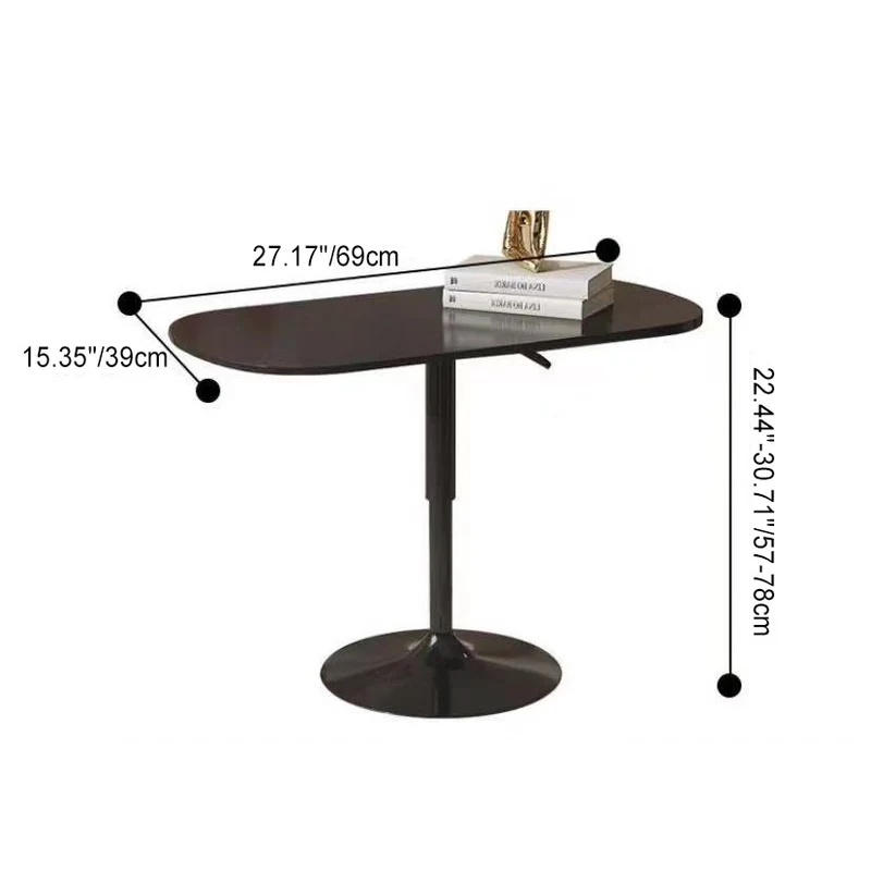Modern Minimalist Square Carbon Steel Stone Slab End Table Height Adjustable 1-Tier For Living Room