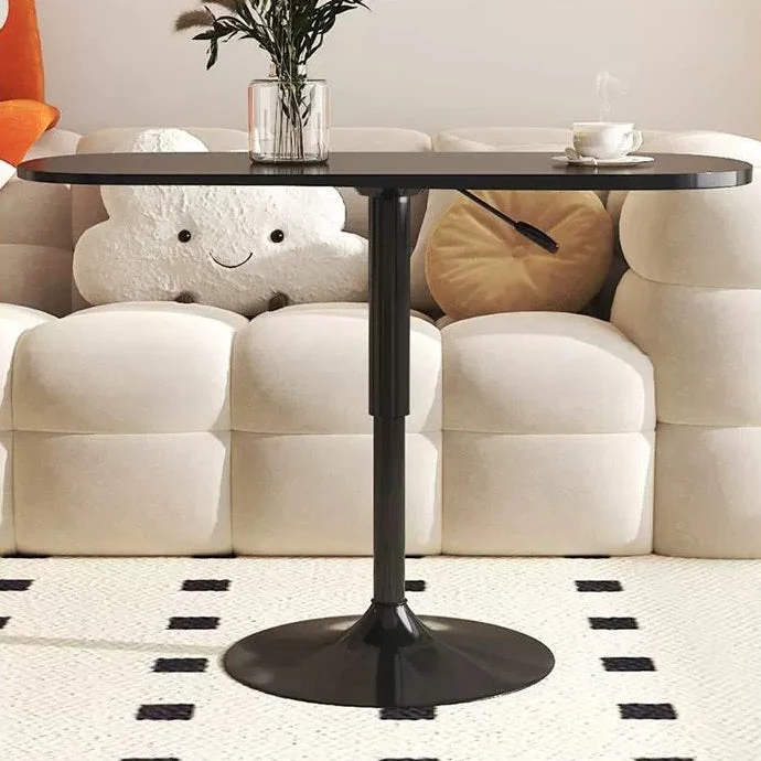 Modern Minimalist Square Carbon Steel Stone Slab End Table Height Adjustable 1-Tier For Living Room
