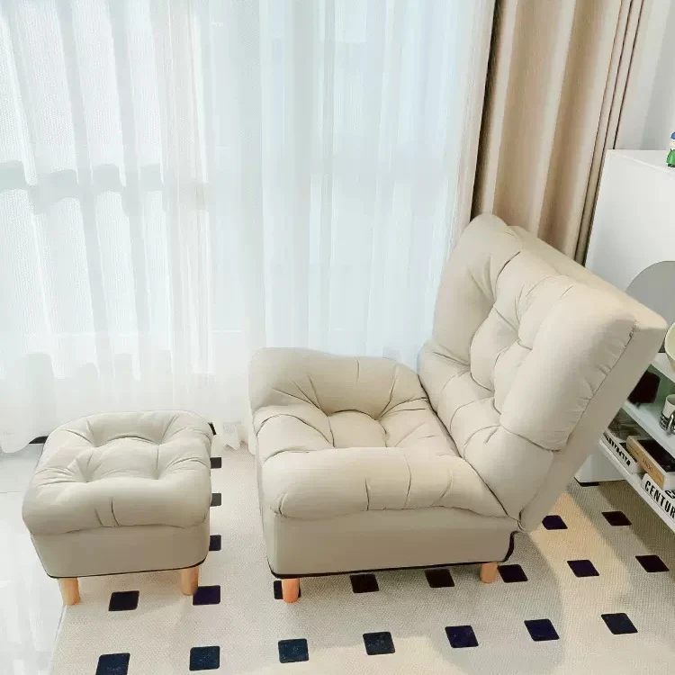 Modern Minimalist Synthetic Fabric Sherpa Fabric Steel Wood Frame Rectangular Accent Chair Backrest Footrest For Living Room
