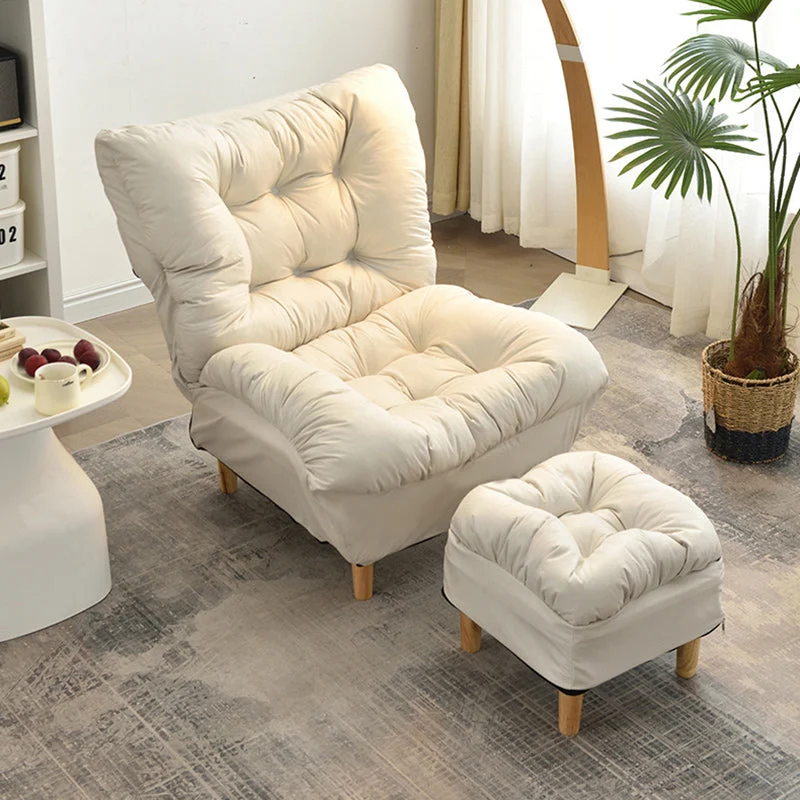 Modern Minimalist Synthetic Fabric Sherpa Fabric Steel Wood Frame Rectangular Accent Chair Backrest Footrest For Living Room