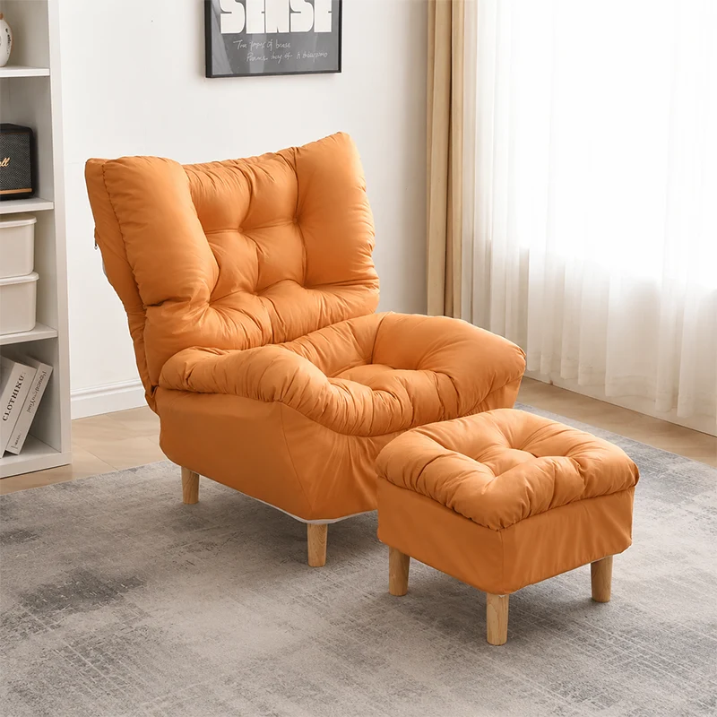 Modern Minimalist Synthetic Fabric Sherpa Fabric Steel Wood Frame Rectangular Accent Chair Backrest Footrest For Living Room