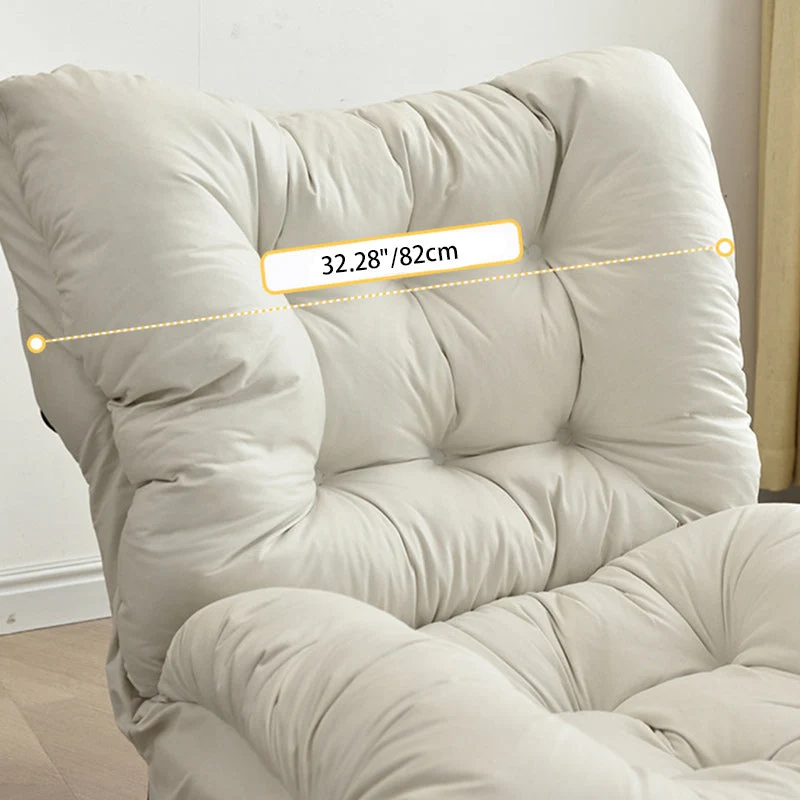 Modern Minimalist Synthetic Fabric Sherpa Fabric Steel Wood Frame Rectangular Accent Chair Backrest Footrest For Living Room