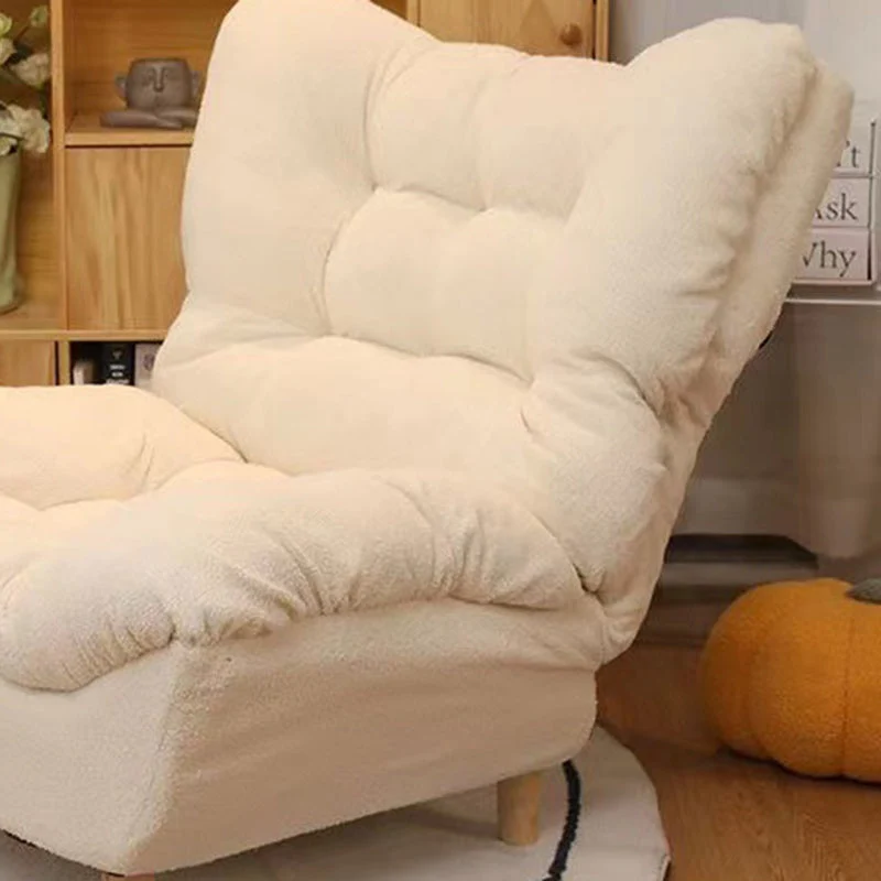 Modern Minimalist Synthetic Fabric Sherpa Fabric Steel Wood Frame Rectangular Accent Chair Backrest Footrest For Living Room
