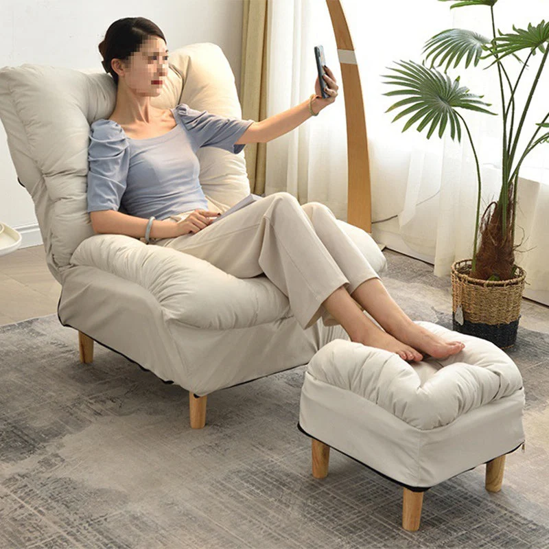 Modern Minimalist Synthetic Fabric Sherpa Fabric Steel Wood Frame Rectangular Accent Chair Backrest Footrest For Living Room
