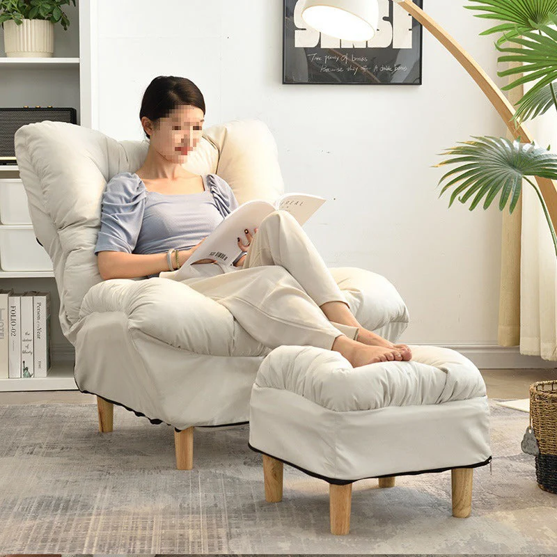 Modern Minimalist Synthetic Fabric Sherpa Fabric Steel Wood Frame Rectangular Accent Chair Backrest Footrest For Living Room
