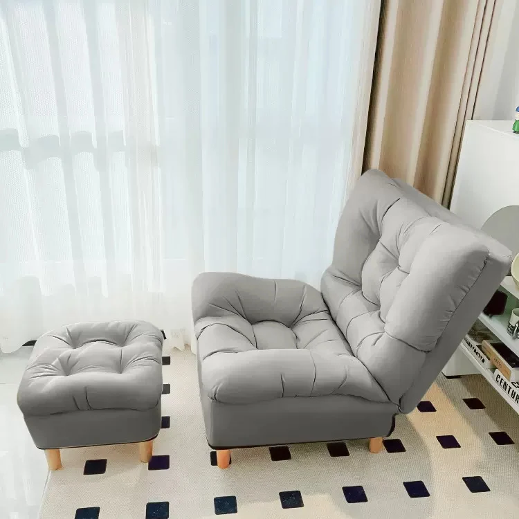 Modern Minimalist Synthetic Fabric Sherpa Fabric Steel Wood Frame Rectangular Accent Chair Backrest Footrest For Living Room