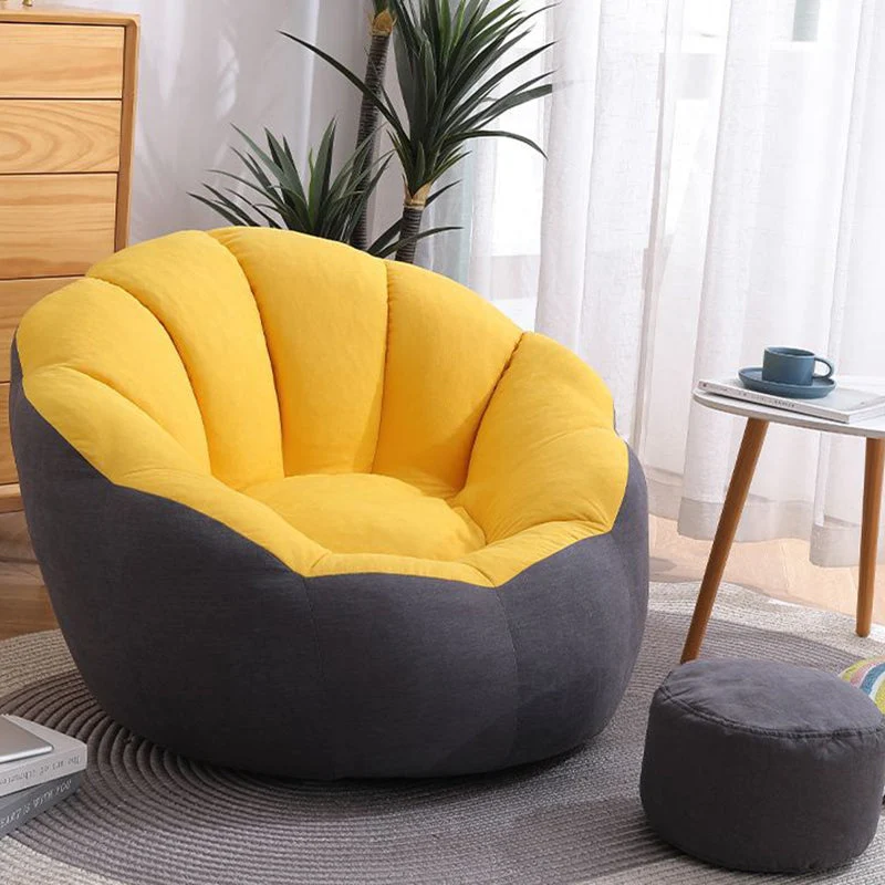 Contemporary Scandinavian Fine Cotton EPS Petal Lazy Round Sofa Footrest For Living Room