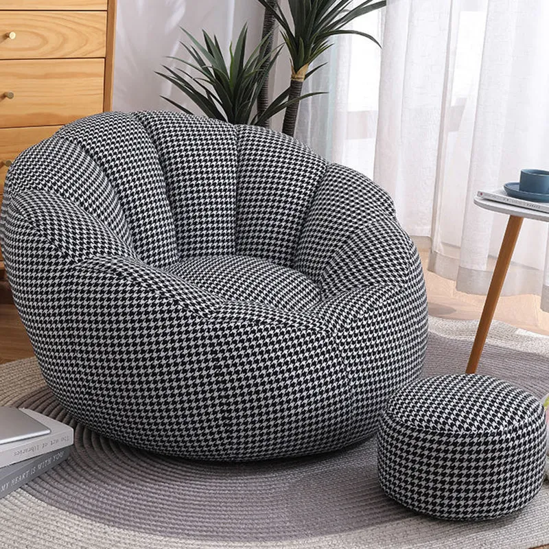 Contemporary Scandinavian Fine Cotton EPS Petal Lazy Round Sofa Footrest For Living Room