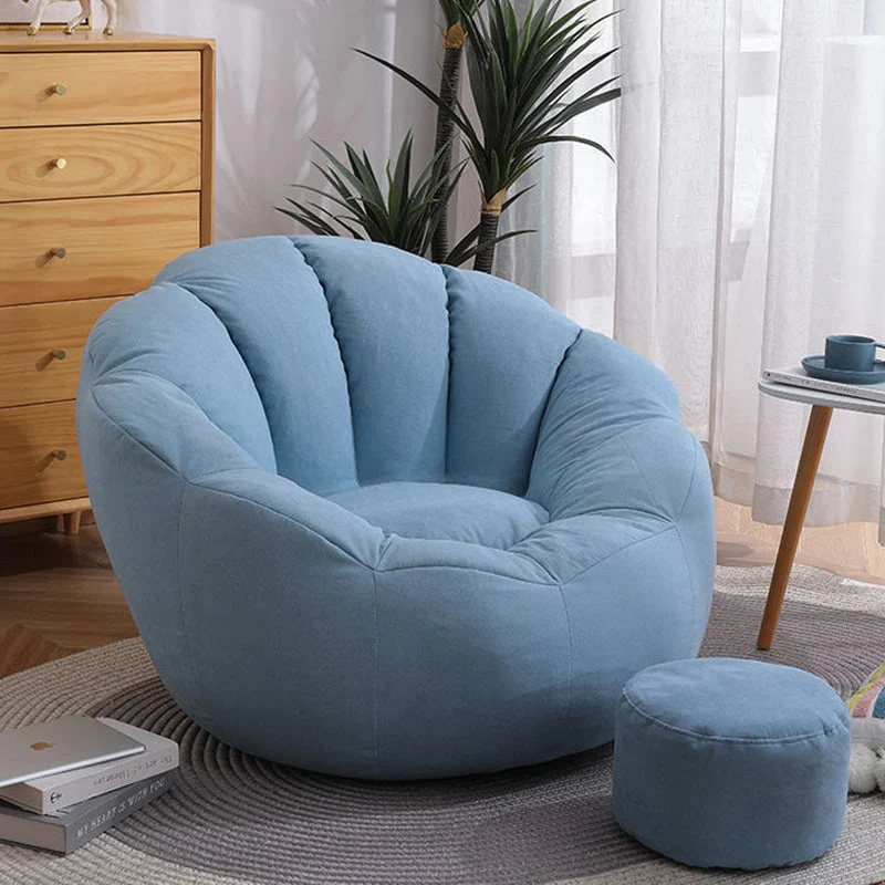 Contemporary Scandinavian Fine Cotton EPS Petal Lazy Round Sofa Footrest For Living Room