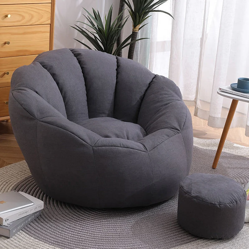 Contemporary Scandinavian Fine Cotton EPS Petal Lazy Round Sofa Footrest For Living Room