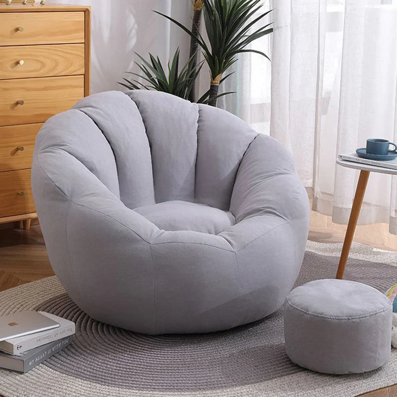 Contemporary Scandinavian Fine Cotton EPS Petal Lazy Round Sofa Footrest For Living Room