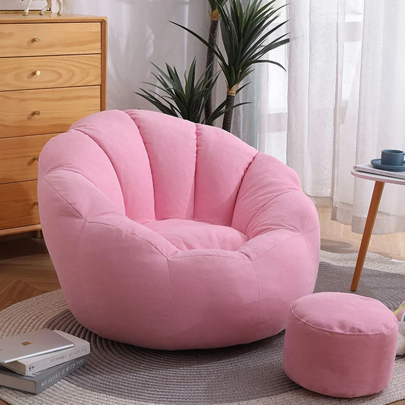 Contemporary Scandinavian Fine Cotton EPS Petal Lazy Round Sofa Footrest For Living Room