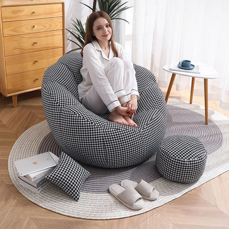 Contemporary Scandinavian Fine Cotton EPS Petal Lazy Round Sofa Footrest For Living Room