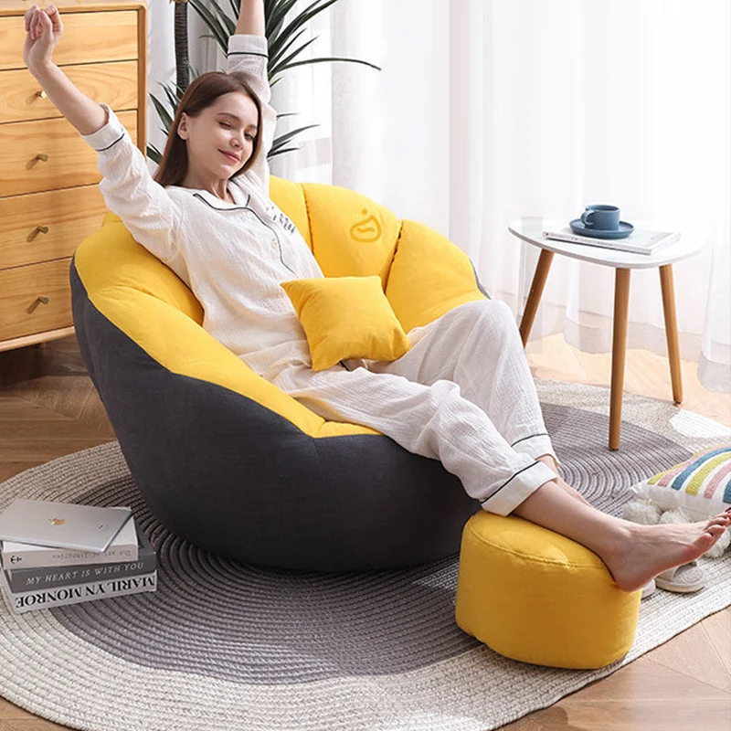 Contemporary Scandinavian Fine Cotton EPS Petal Lazy Round Sofa Footrest For Living Room