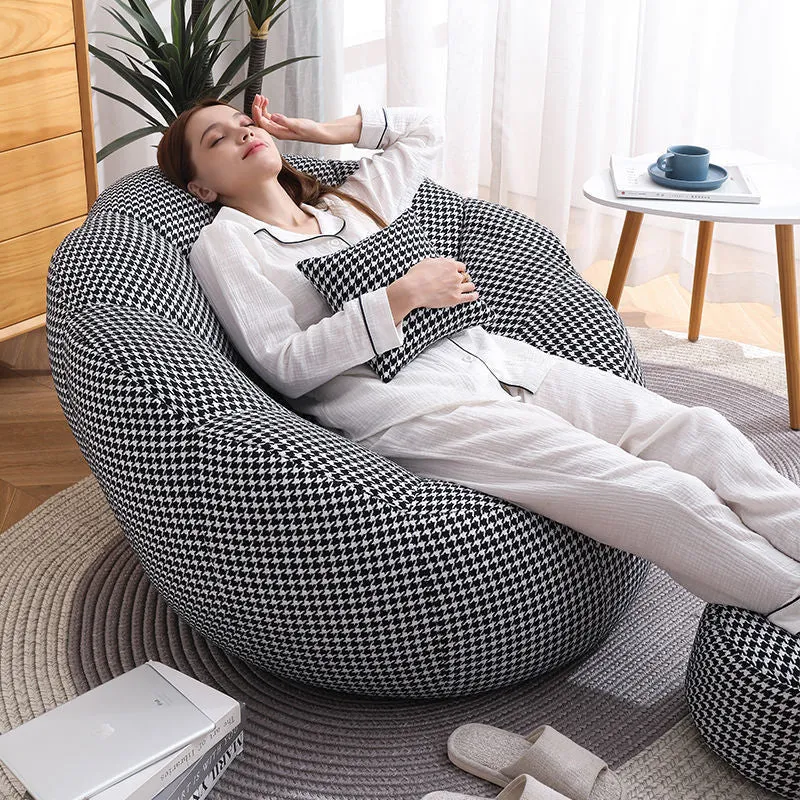 Contemporary Scandinavian Fine Cotton EPS Petal Lazy Round Sofa Footrest For Living Room