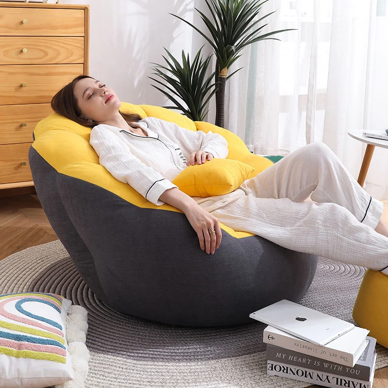 Contemporary Scandinavian Fine Cotton EPS Petal Lazy Round Sofa Footrest For Living Room