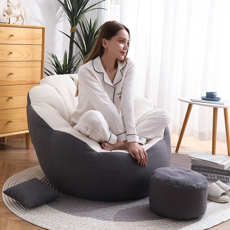 Contemporary Scandinavian Fine Cotton EPS Petal Lazy Round Sofa Footrest For Living Room