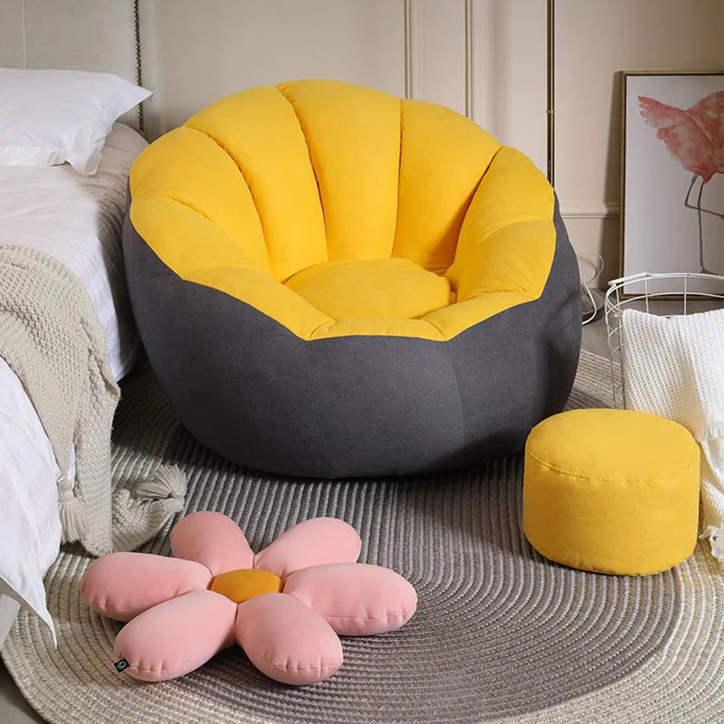 Contemporary Scandinavian Fine Cotton EPS Petal Lazy Round Sofa Footrest For Living Room