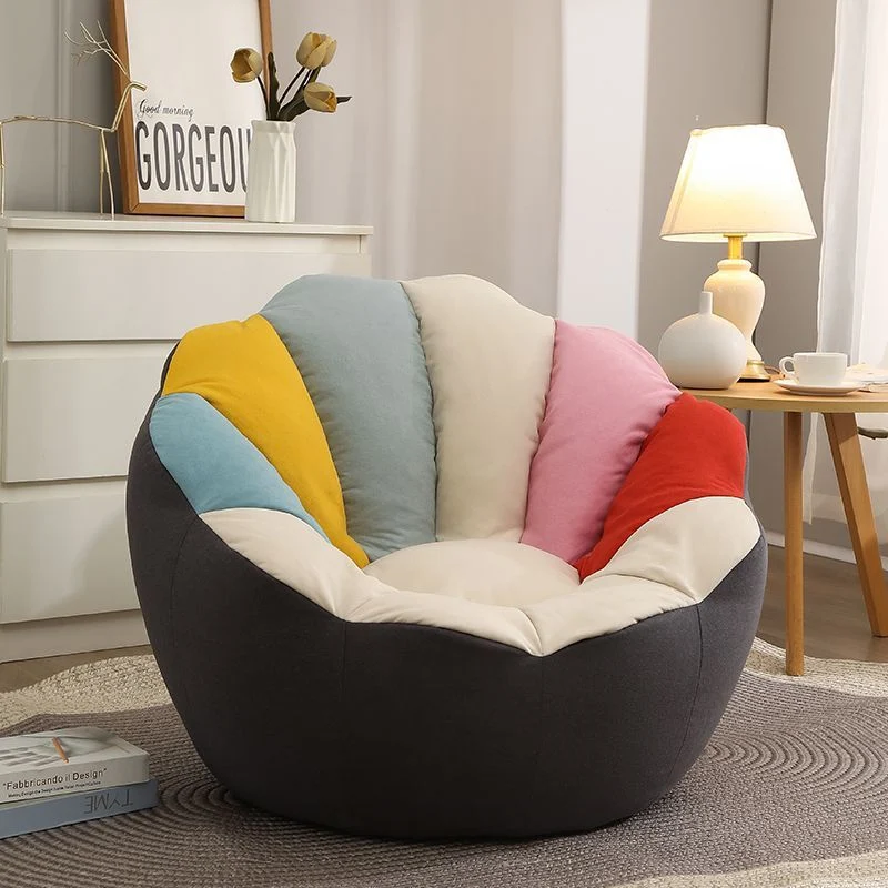 Contemporary Scandinavian Fine Cotton EPS Petal Lazy Round Sofa Footrest For Living Room