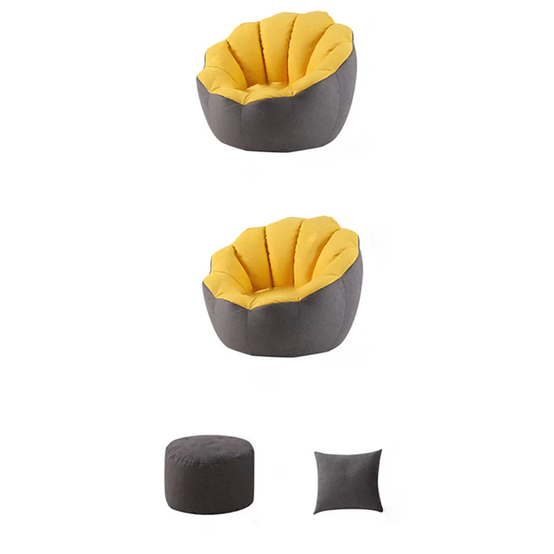 Contemporary Scandinavian Fine Cotton EPS Petal Lazy Round Sofa Footrest For Living Room
