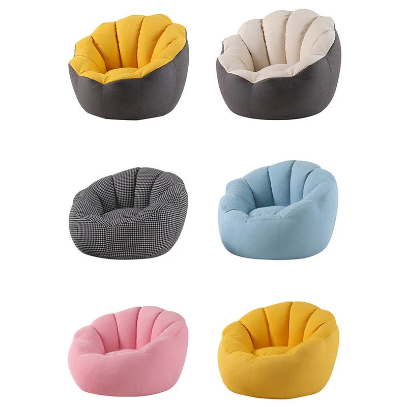 Contemporary Scandinavian Fine Cotton EPS Petal Lazy Round Sofa Footrest For Living Room