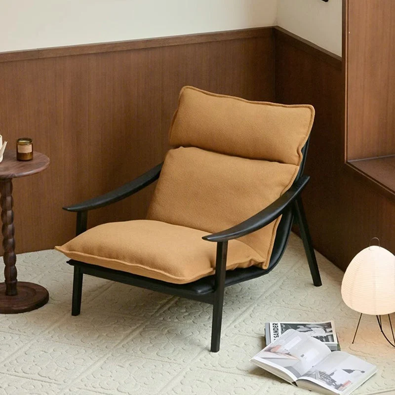 Contemporary Retro Rectangular Curved Upholstered Ash Wood Sherpa Fabric Plywood Accent Chair Backrest Armrest For Living Room