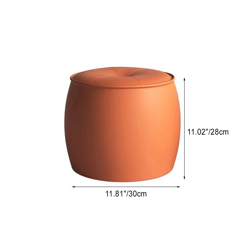 Contemporary Nordic Cylinder Microfiber Leather Pine Footstool Armless For Living Room