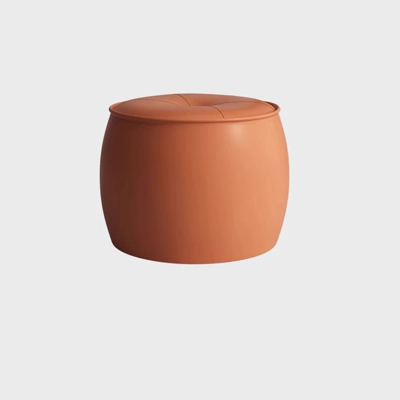 Contemporary Nordic Cylinder Microfiber Leather Pine Footstool Armless For Living Room
