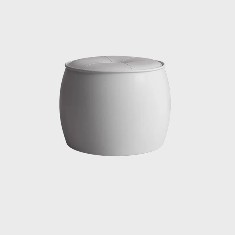 Contemporary Nordic Cylinder Microfiber Leather Pine Footstool Armless For Living Room