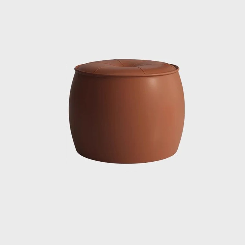 Contemporary Nordic Cylinder Microfiber Leather Pine Footstool Armless For Living Room