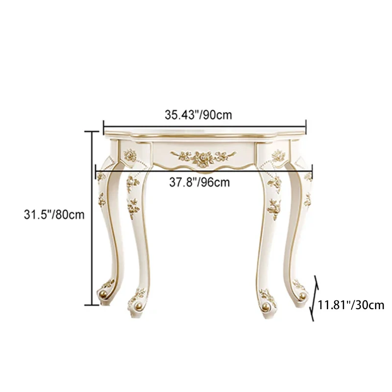 Traditional European Carving Curved Plywood Top Console Table End Table For Entryway